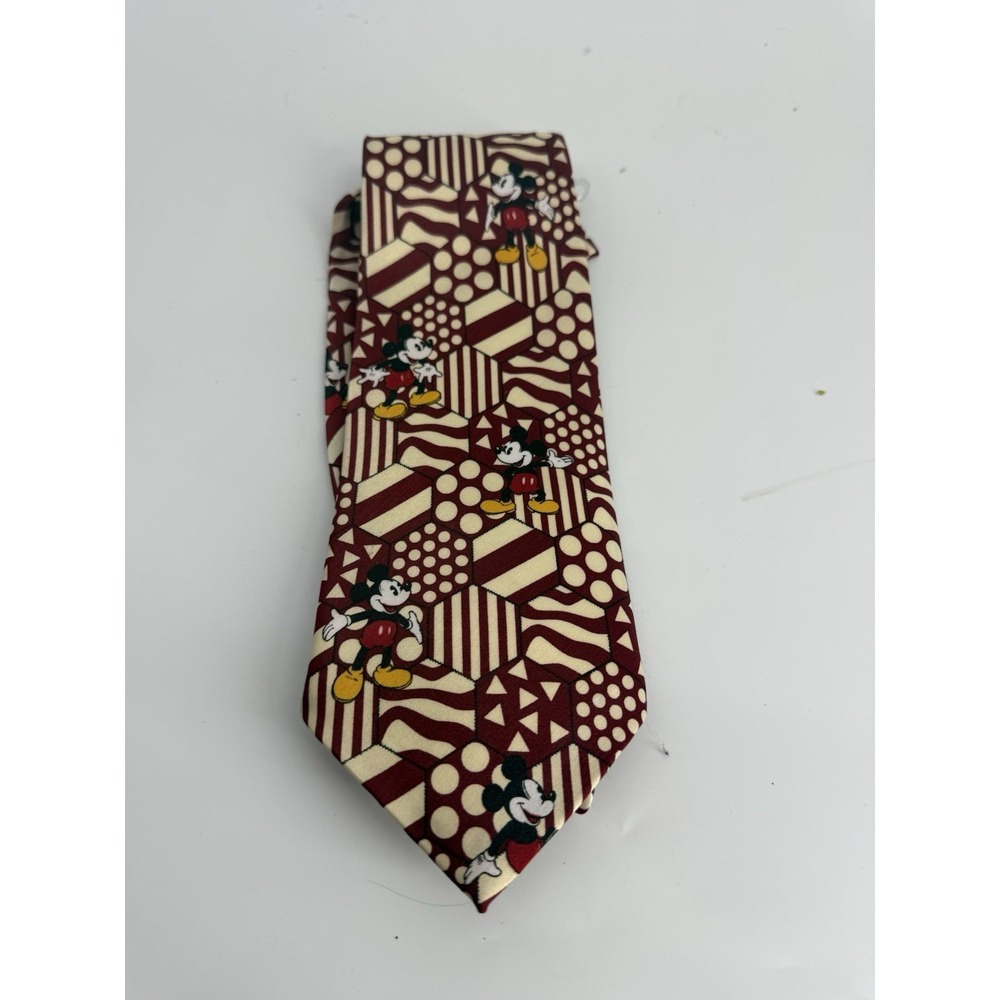 Mickey Mouse Red Tie Necktie 100% Silk 56"